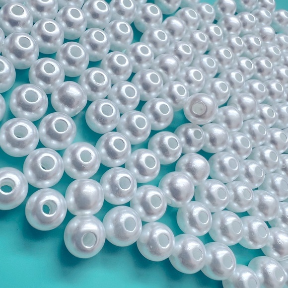 🆕 NEW 100 pcs 6 mm White Pearl Beads Perles lustrées blanches Round - Picture 7 of 16